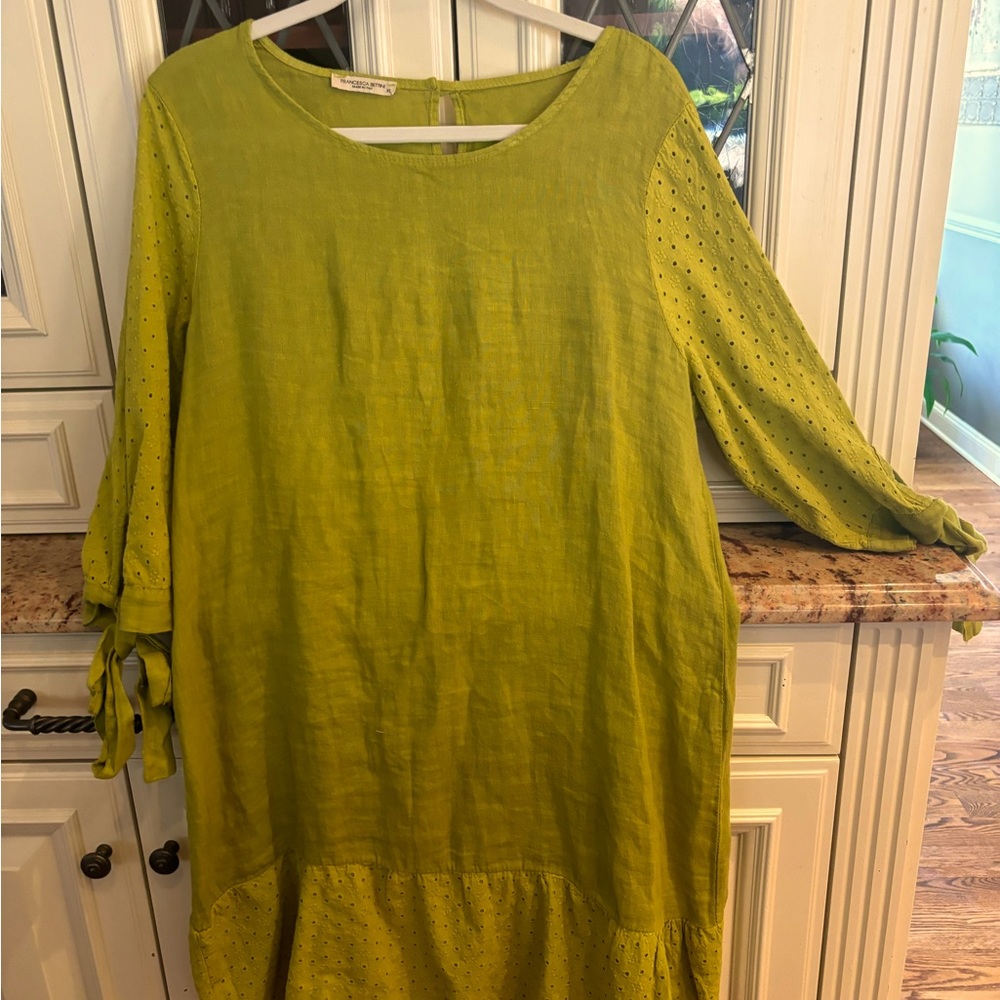 Francesca Bettina linen cotton eyelet lace dress made in Italy